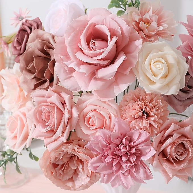 Artificial Flowers Fake Rose Flowers Dahlia - Image 2