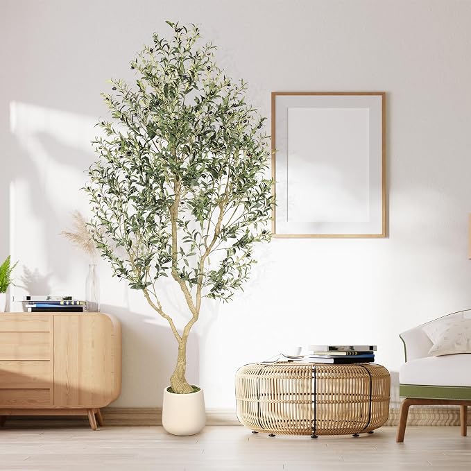 8ft Faux Olive Tree with Tall Exquisite Planter | Realistic Olive Trees - Image 7