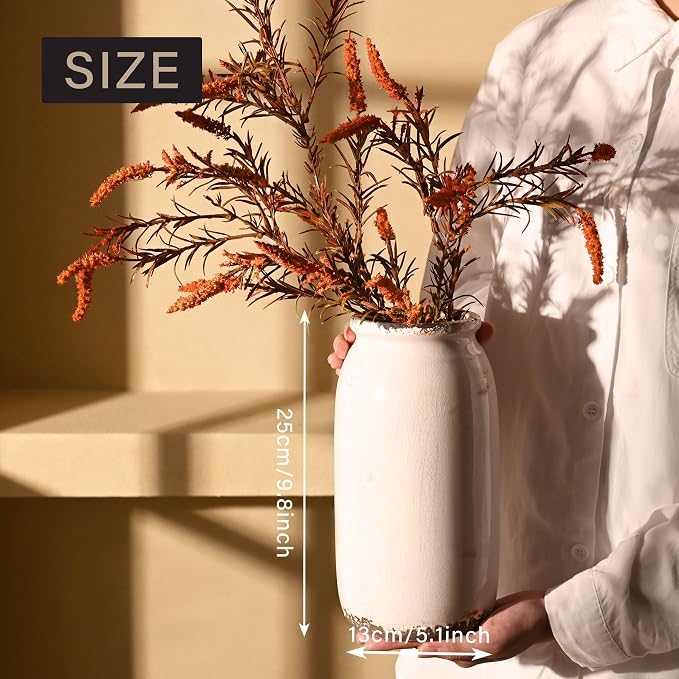 VICTOR & TERESA Rustic Large White Vase - Image 4