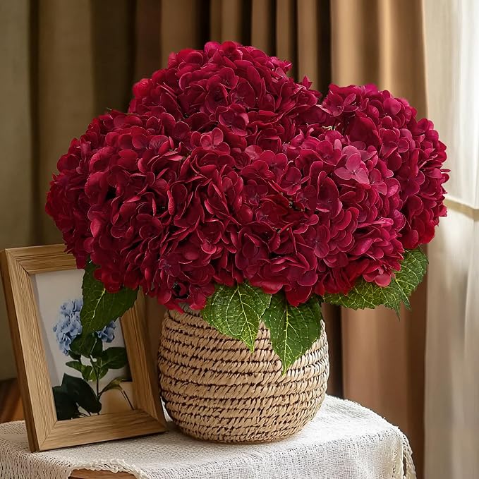 3Pcs 21in Latex Real Touch Hydrangea Artificial Flowers | Lifelike Large - Image 4