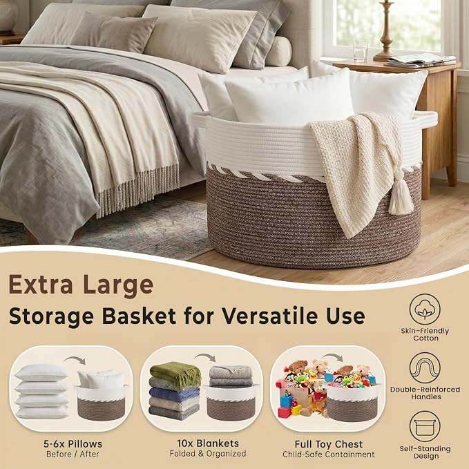 OIAHOMY 90L Extra Large Blanket Basket - Image 3