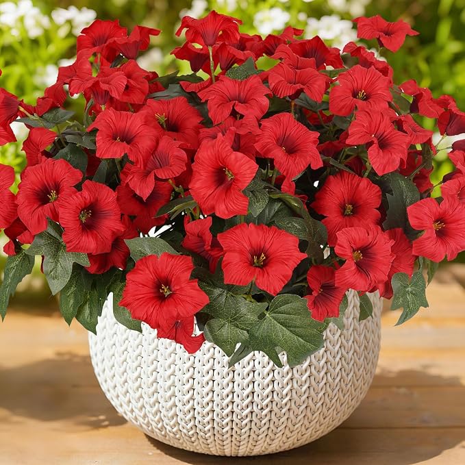 Artificial Flowers for Outdoors, Faux Petunias Spring Summer Decoration by ArtistryThatNeverWithers