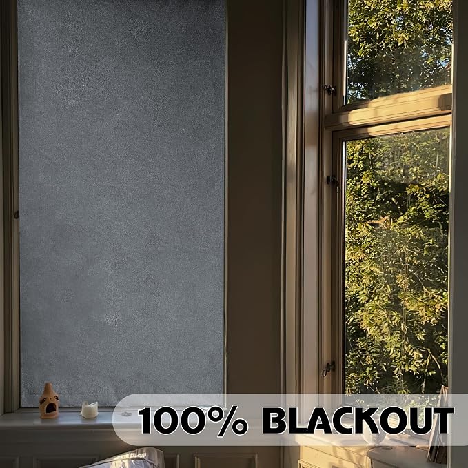 RYB HOME Linen Door Curtain 100% Blackout French Door Blinds - Image 3