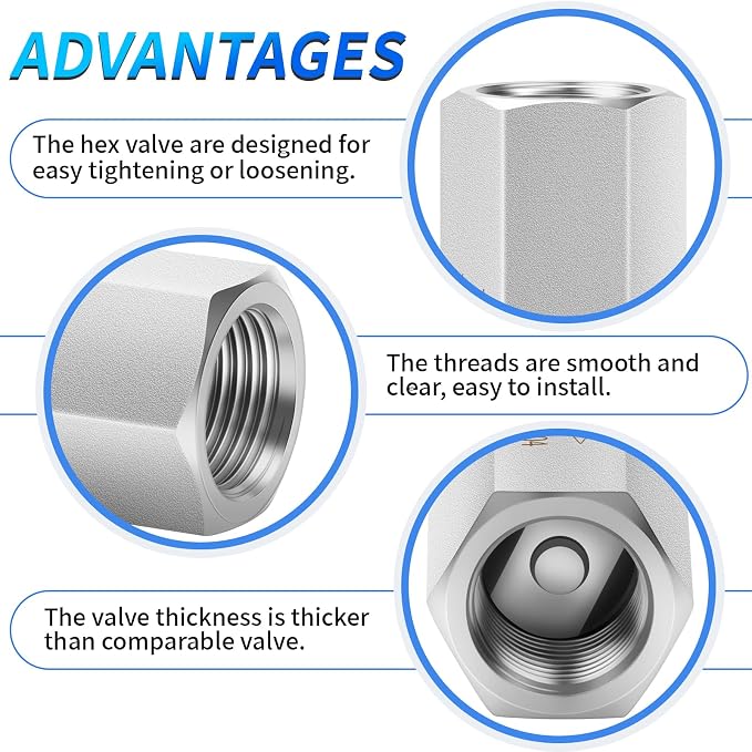 ChillWaves 304 Stainless Steel In-Line Siamese Check Valve 3/8" NPT Female - Image 4