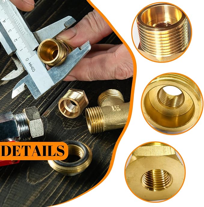 2 Pcs Brass Bushing 3/4" Male to 1/4" Female, 3/4" to 1/4" NPT Adapter Hex - Image 3