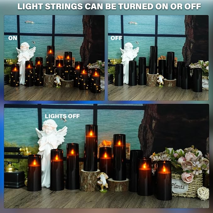 Nimiko Flickering Flameless LED Candles, Acrylic LED Pillar Candles - Image 4