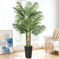5ft Artificial Palm Tree Indoor Plant，Triple Faux Tropical Areca Floor Plant in by EOOIOGARDEN