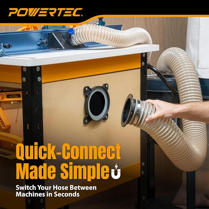 POWERTEC 4 Inch Surface Mount Dust Port Steel Ring Receiver, Magnetic Dust - Image 3