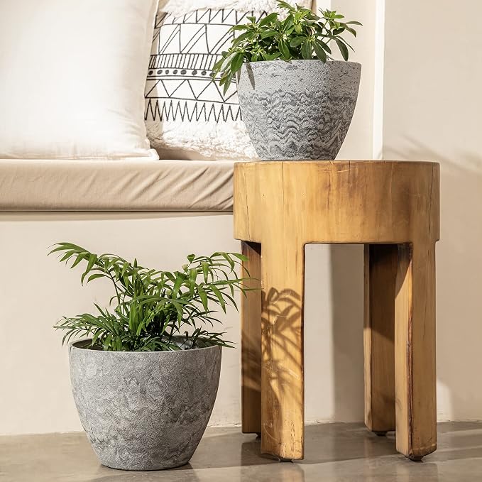 LA JOLIE MUSE Planter Pots, Indoor Outdoor Flower Pot, 8.6+7.5 Inch 2 Pack | - Image 3