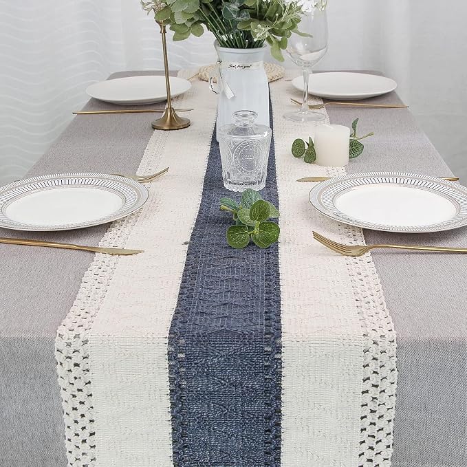 Boho Table Runner for Home Decor 12x72 Blue Fall Rustic Decorations | 72 Inches - Image 7