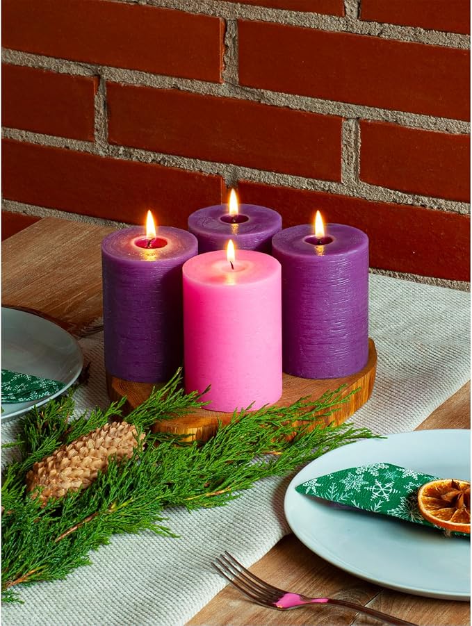 3x4 Inch Advent Pillar Candles Set of 4 - Image 6