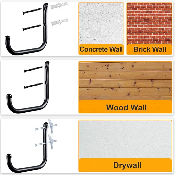 Wall Hooks for Garage Garden, 4 Pack Water Hose Holder, Large Garage Storage - Image 7