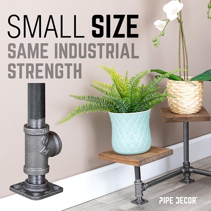 1/2" Square Micro Mini Flange Fitting, PIPE DECOR Black Malleable Iron Fittings - Image 3
