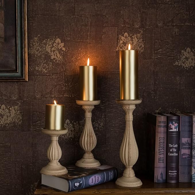 MOZEAL 3" x 8" Hand-Poured Unscented Large Candle, Smokeless Rustic Pillar - Image 6
