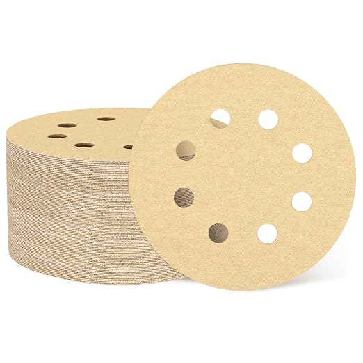 HARFINGTON 100Pcs 5Inch Sanding Discs 180Grit Yellow Aluminum Oxide 8 Hole | by HARFINGTON