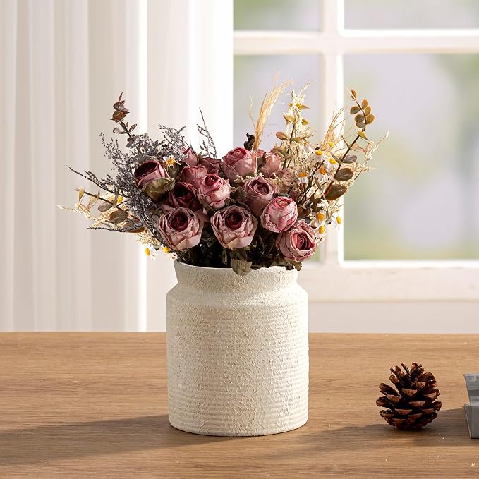 Ceramic Flower Vase 6.5 inch Farmhouse Rustic Vase - Image 9