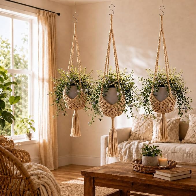 Shappy 3 Pack Boho Macrame Plant Hanger - Image 5