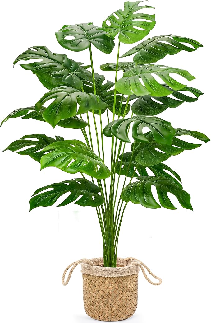 Der Rose 44" Tall Fake Plants, Artificial Tree in Straight Woven Basket | Faux by DerRose