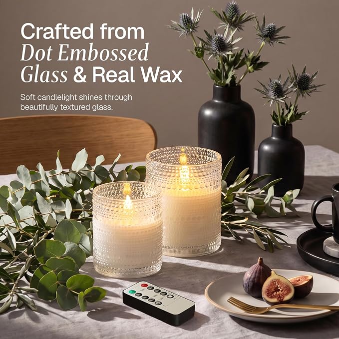 Dotted Glass Flameless Candles - Image 4