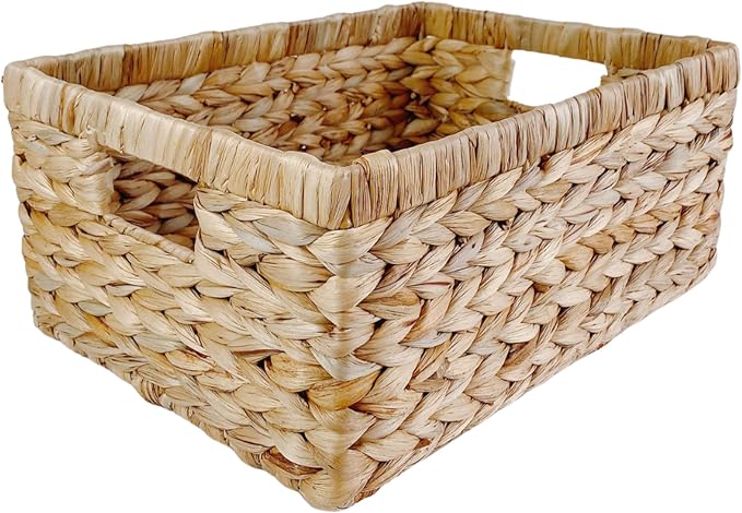Large Handwoven Water Hyacinth Storage Wicker Basket by Pixoframe