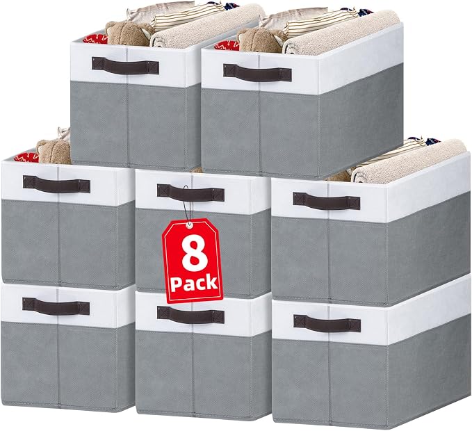 Large Storage Baskets 8 Pack Versatile Fabric Storage Bins by Criusia