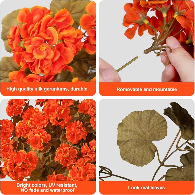 Fake Geraniums Artificial Flowers - Image 8