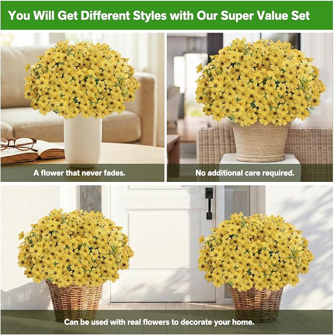 13 Bundles Artificial Flowers for Outdoors Summer Decoration | Silk Realistic - Image 5