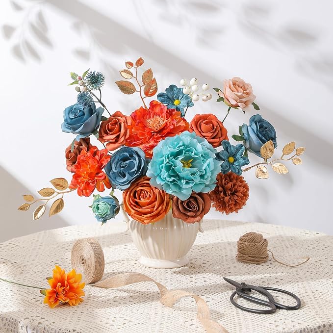 Artificial Flowers Fake Rose Flowers Dahlia - Image 4