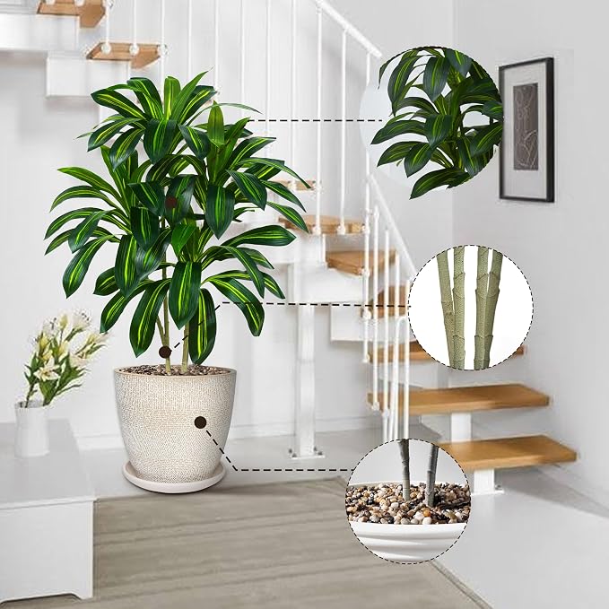 2 Pack Artificial Dracaena Tree, 4FT Fake Indoor Plant - Image 2