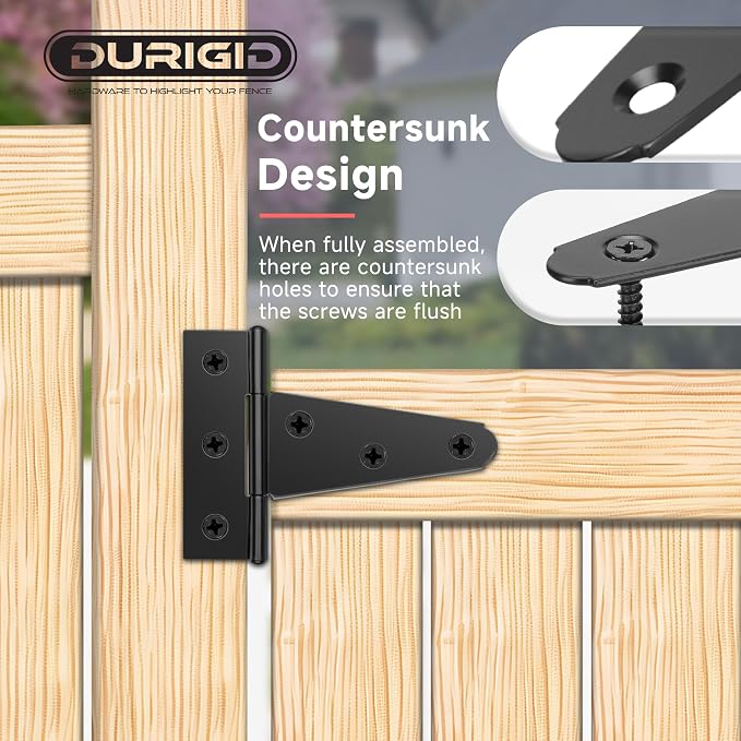 6 Pack 4 Inch T Hinge, Hinges for Wood, Gate Hinge, Gate Hardware, Fence Hinges - Image 4