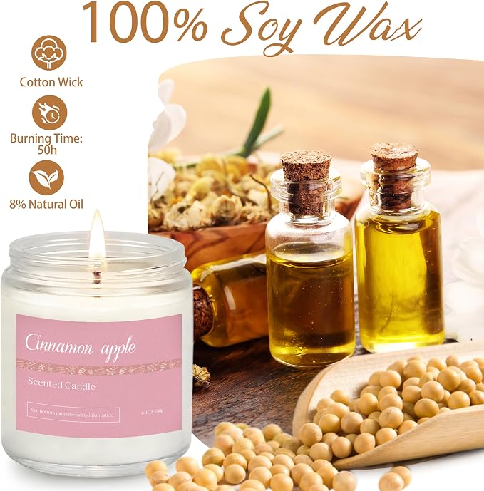 Scented Candles Gift Set for Women, Cinnamon Apple, Sage Cedarwood, Coconut - Image 7