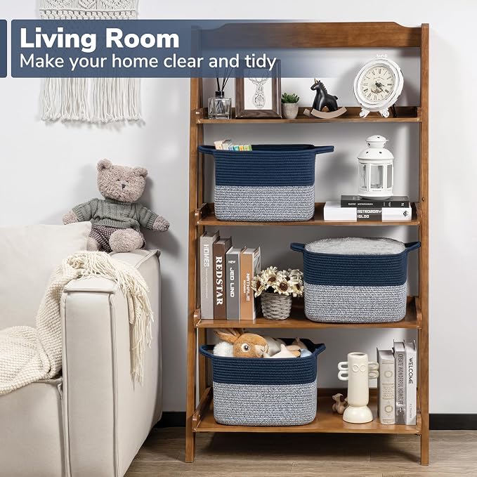 Goodpick Woven Storage Basket for Shelves, Cotton Rope Baskets for Books - Image 2