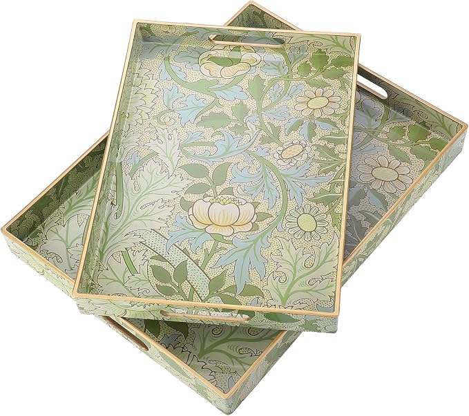 2 Pcs Serving Trays with Handles, Plastic Tray by Acellegic