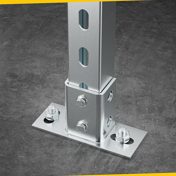 4 Pack U Post Base for 1-5/8" Strut Channel, Floor Ground Mount Bracket | Heavy - Image 3