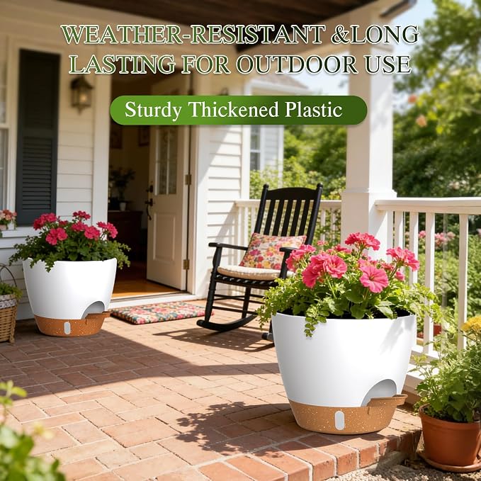 Self Watering Pots with Drainage Holes, 3 Pack 12/10/8 Inch Plant Pots with - Image 5