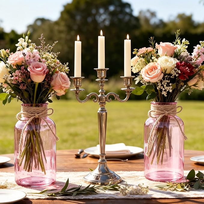12 Pack Mason Jar Vases for Centerpieces, Wide Mouth Mason Jars - Image 5