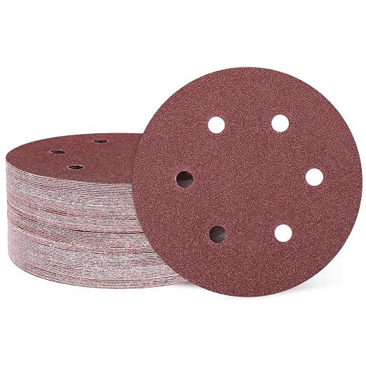HARFINGTON 50 Pcs 6 Inch Sanding Discs 40 Grit Red Aluminum Oxide 6 Hole | Hook by HARFINGTON