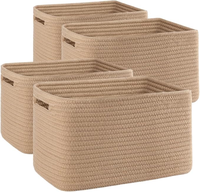OIAHOMY 4 Pack Storage Baskets for Organizing 15L Cube Storage Bins Yellow | by MasterofSpaceOptimization