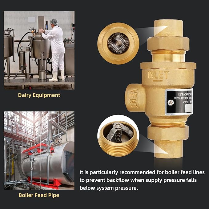 1/2 Inch M3 Backflow Preventer Brass Dual Check Valve | - Image 6