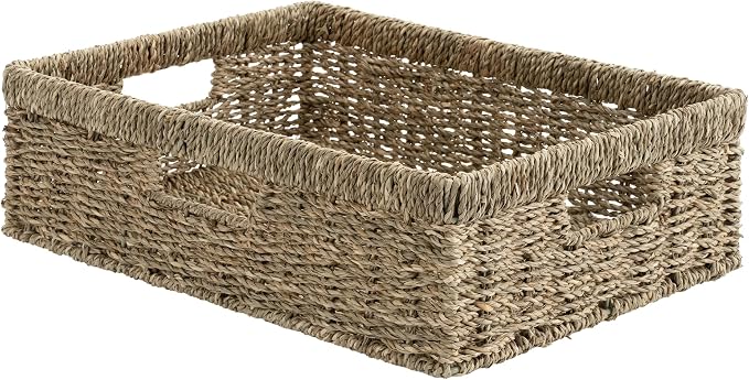 StorageWorks Pantry Baskets, Wicker Storage Baskets, Shallow Basket, Wicker by StorageWorks