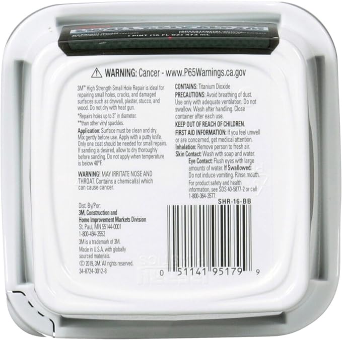 3M High Strength Spackling Compound, 16 oz., Small Hole Repair Primer Enhanced - Image 9