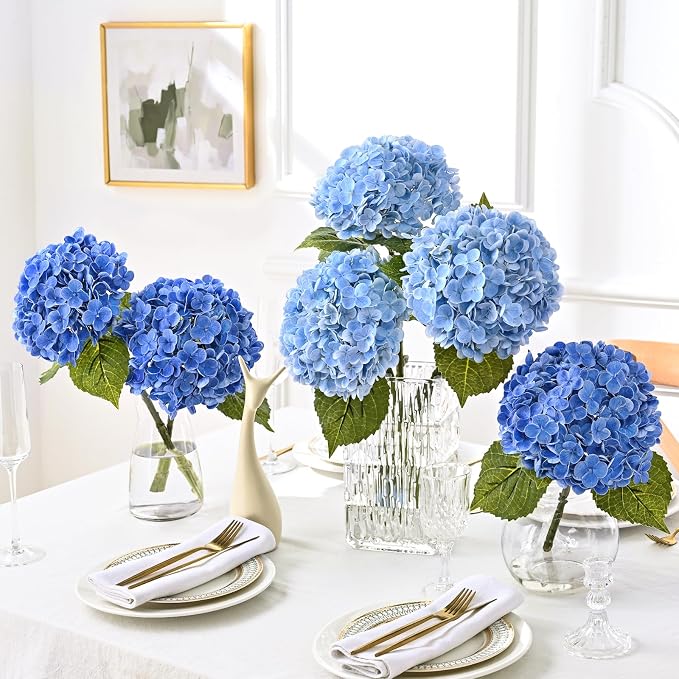 3Pcs 21in Latex Real Touch Hydrangea Artificial Flowers | Lifelike Large - Image 4