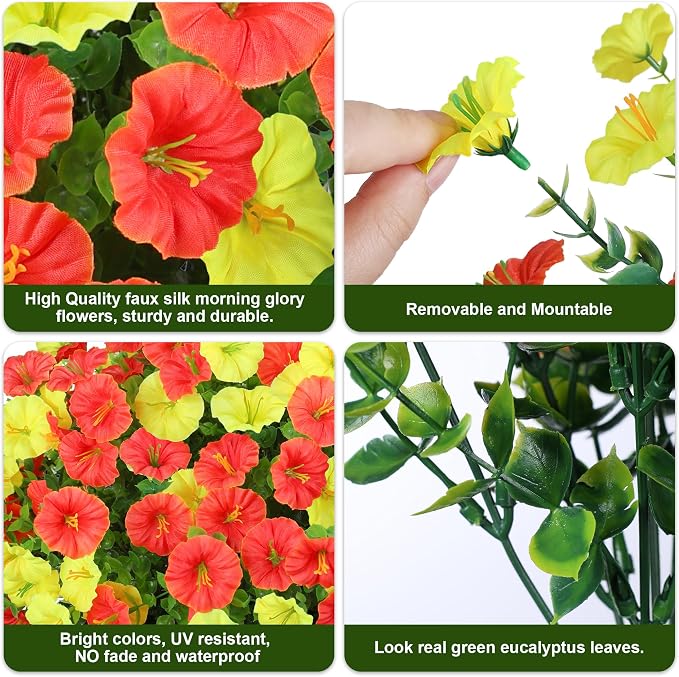 Artificial Flowers for Outdoors Fake Plants Outside Decoration, 12 Bundles Silk - Image 7