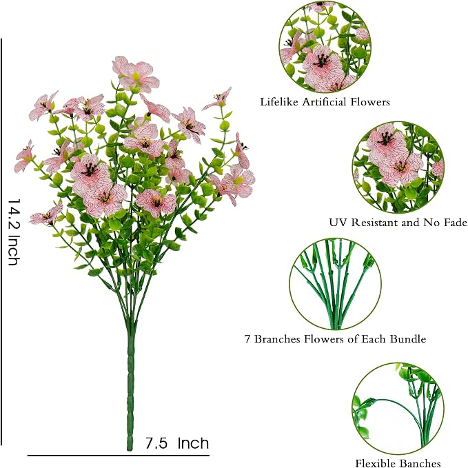 Artificial Fake Flowers Plants for Outdoors Spring Summer Decoration, Faux - Image 6