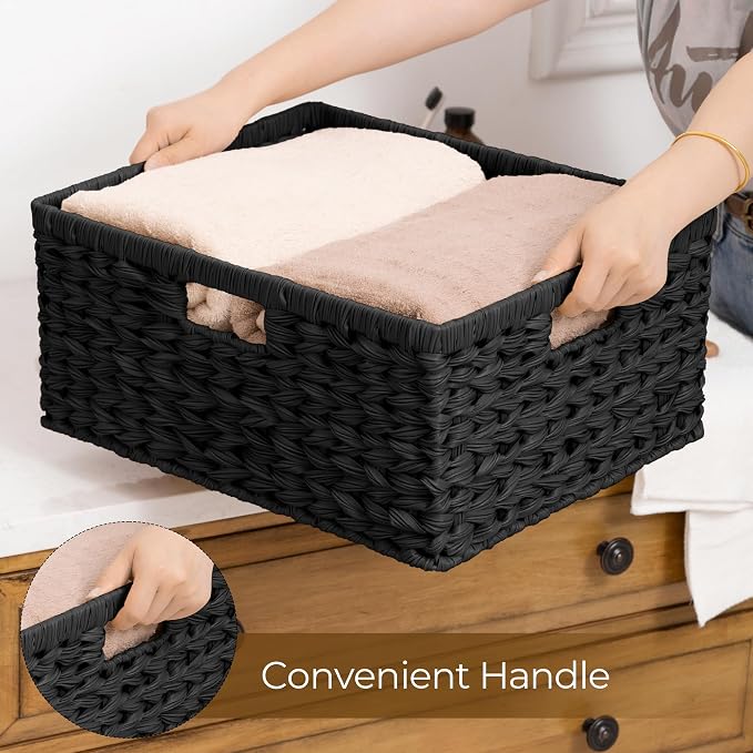 GRANNY SAYS Storage Baskets for Organizing, Waterproof Black Basket, Large - Image 4