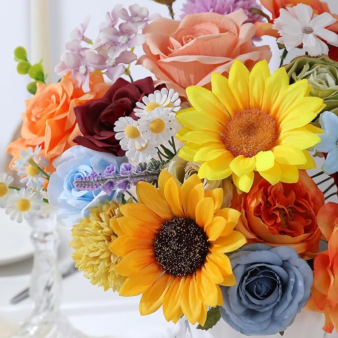 Artificial Flowers Fake Rose Flowers Dahlia - Image 2