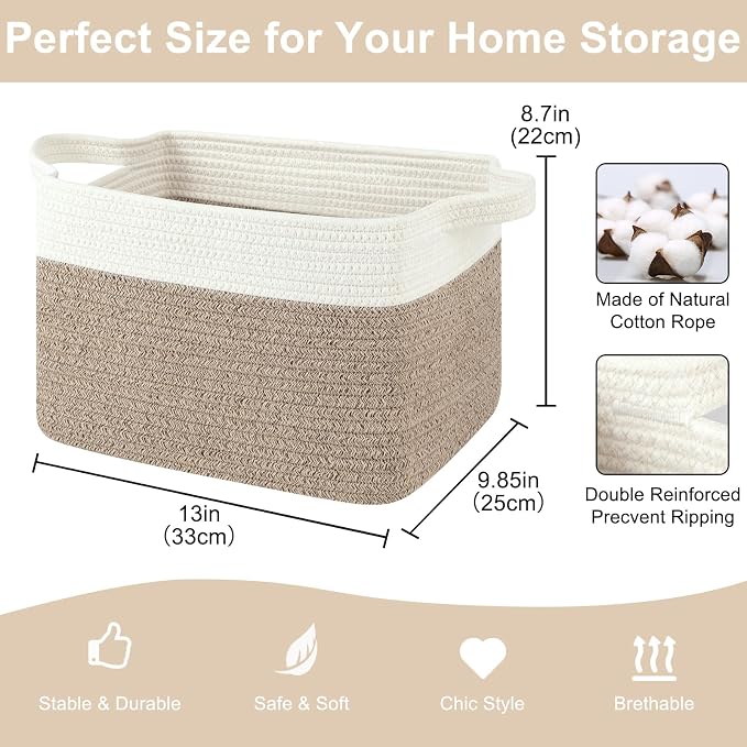 OIASKET Storage Baskets for Organizing, Woven Baskets for Shelves, Rectangle - Image 2
