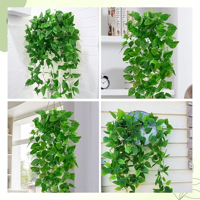 BLEUM CADE 8Pcs Fake Hanging Plants, 9 Branch Artificial Hanging Plant - Image 6
