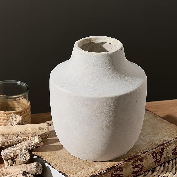 Mitt&Ditt Ceramic Flower Vase, 7.5 inch Off-White Farmhouse Rustic Vase - Image 3