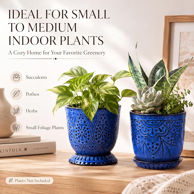 Gepege Ceramic Plant Pots, 6 Inch Indoor Planters - Image 8